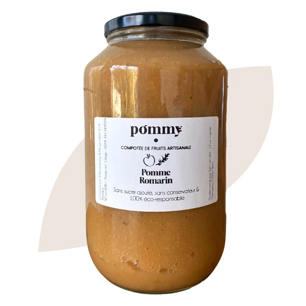 Grand format pot de 1,6kg de compotée de fruits artisanale Pommy pomme romarin pour buffet